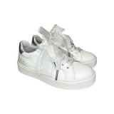 Sneakers DIANETTI in pelle bianca con lacci in organza e cerniera