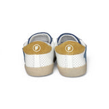 Sneakers primi passi FALCOTTO in pelle bianca/suede giallo e azzurro con velcri