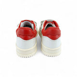 SNEAKERS DIANETTI  mod basket low in pelle bianca e rossa con velcri