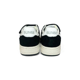 Sneaker SUN68 boy big basket in pelle nera e bianca con lacci elastici e velcro