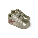 Sneakers Primi Passi COCOON NATURINO in pelle laminata oro e glitter rosa con velcri