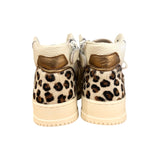 Sneakers CIAO BIMBI basket mid in pelle panna/cavallino maculato con lacci e zip laterale