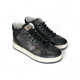 Sneaker BALOCCHI in pelle nera e suede metallizzato,dettagli in velluto con lacci e zip interna