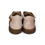 Sneakers NATURINO in pelle e suede glitterato rosa cipria con velcri