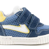 SNEAKERS PRIMI PASSI BALOCCHI in suede stampa jeans, nylon mesh blu navy con velcri