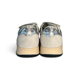 Sneakers 2B12 in suede grigio/glitter silver con velcri