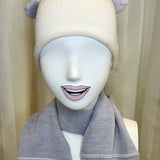 Cappello e sciarpa panna/lilla CAPOCUBO in lana 100%