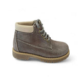 Scarponcini BALOCCHI in pelle microglitterata tortora con lacci