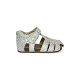 Sandali Primi Passi semi chiusi FALCOTTO in suede bianco/oro con velcro