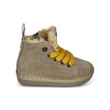 Polacchino PANCHIC in suede beige con lacci, cerniera e fodera in pelliccetta