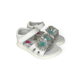 Sandali Primi Passi BALOCCHI in pelle bianca/argento/tiffany con strap