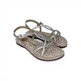 Sandali GIOSEPPO KIDS in pelle metallizzata intrecciata silver