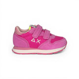 Sneakers ginniche SUN68 baby girl in suede e nylon fuxia con velcri