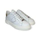 Sneakers PHILIPPE MODEL junior TEMPLE in pelle bianca e glitter oro
