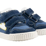 SNEAKERS PRIMI PASSI BALOCCHI in suede stampa jeans, nylon mesh blu navy con velcri