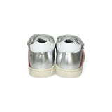 Sneakers primi passi BALOCCHI in pelle metallizzata silver e strass con velcri