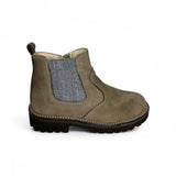 Stivaletti LESCOUCOU in nubuk tortora con elastico grigio e zip interna