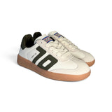 Sneakers BACK70 in suede e pelle bianca/verde bosco con lacci