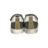Sneakers primi passi BALOCCHI in canvas e suede verde militare/pelle bianca con velcri