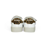 Sneakers SUN68 street baby girl in pelle bianca e suede maculato con velcri