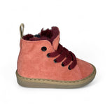 Polacchino PANCHIC in suede rosa corallo con lacci, cerniera e fodera in pelliccetta