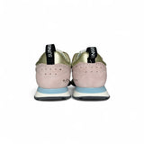 Sneakers ginniche SUN68 baby girl in suede e nylon beige/dettagli rosa con velcri