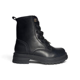 Anfibi PATRIZIA PEPE GIRL in pelle nera con applicazione, lacci e zip interna