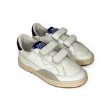 Sneakers 2B12 in pelle bianca e navy blue con velcri