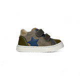 Sneakers primi passi BALOCCHI in nubuk verde militare/suede tortora con velcri