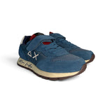 Sneakers ginniche SUN68 boy in suede e mesh avio con velcro e lacci alastici