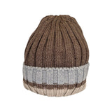 Cappello nocciola/azzurro/beige GIO HIGUAMY a coste misto lana