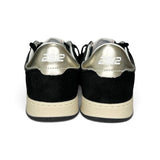 Sneakers 2B12 in pelle nera e glitter argento con lacci