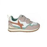 Sneakers ginniche W6YZ in suede rosa/tiffany e tessuto tecnico bianco con velcri