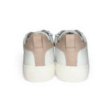 Sneakers LESCOCOU in pelle bianca/cipria e glitter ramato con lacci e cerniera