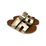 Ciabatte LESCOUCOU in pelle metallizzata copper/cuoio