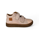 Sneakers NATURINO in pelle e suede glitterato rosa cipria con velcri