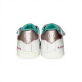 Sneakers primi passi FALCOTTO in pelle bianca/rosa con velcri