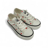 Sneakers NATURINO AYASY in tessuto bianco con cuori e pois con lacci elastici