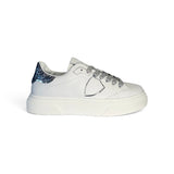 Sneakers PHILIPPE MODEL junior TEMPLE in pelle bianca e glitter antracite