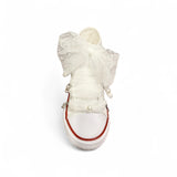 Sneakers QUICKAS alte in tela di cotone bianco con lacci in tulle e charms in metallo