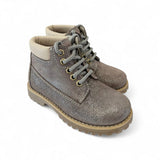 Scarponcini BALOCCHI in pelle microglitterata tortora con lacci