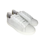 Sneakers DIANETTI  in pelle bianca/oro con lacci e zip laterale