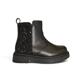 Stivaletti chelsea DIANETTI in pelle nera/glitter nero con elastico e zip interna