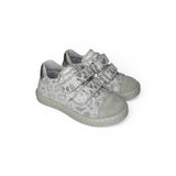Sneakers primi passi BALOCCHI in pelle stampata silver/suede grigio con velcri