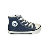 Sneakers NATURINO YLFAS mid in tessuto navy con lacci e zip laterale