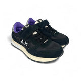SNEAKER GINNICA SUN68 kid girl in suede e nylon neri con lacci elastici e velcro