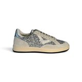 Sneakers 2B12 in suede grigio/glitter silver con lacci