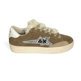 Sneakers SUN68 girl street in suede beige scuro/pelliccia sintetica con lacci