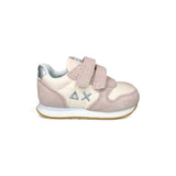 Sneakers ginniche SUN68 First Step boy in suede e nylon rosa con velcri