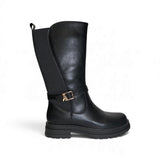 Stivali PATRIZIA PEPE GIRL in pelle nera, elastico e zip interna